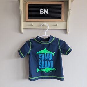 Carter's Shark Squad Swim Rashguard - Navy and Neon Green